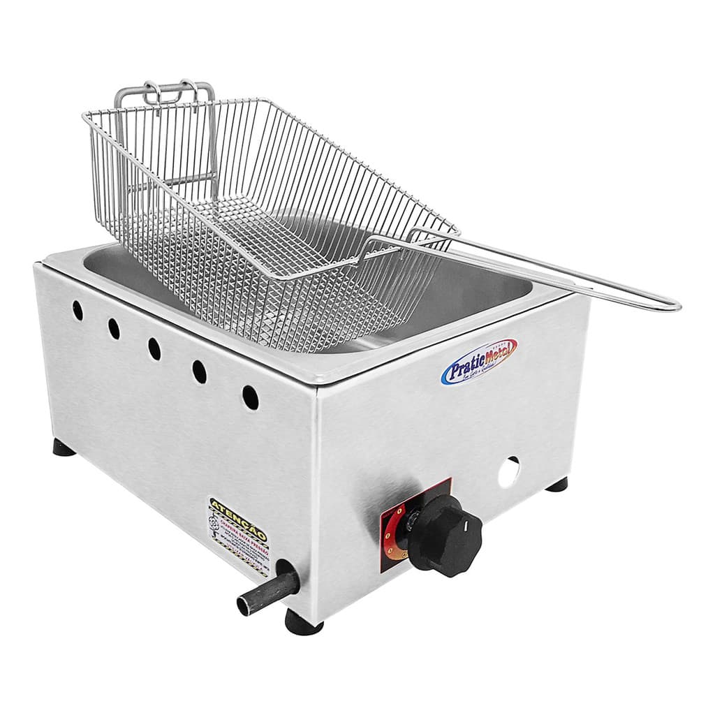 Fritador Em Inox 1 Cuba 5 Litros Industrial A Gás Fritadeira