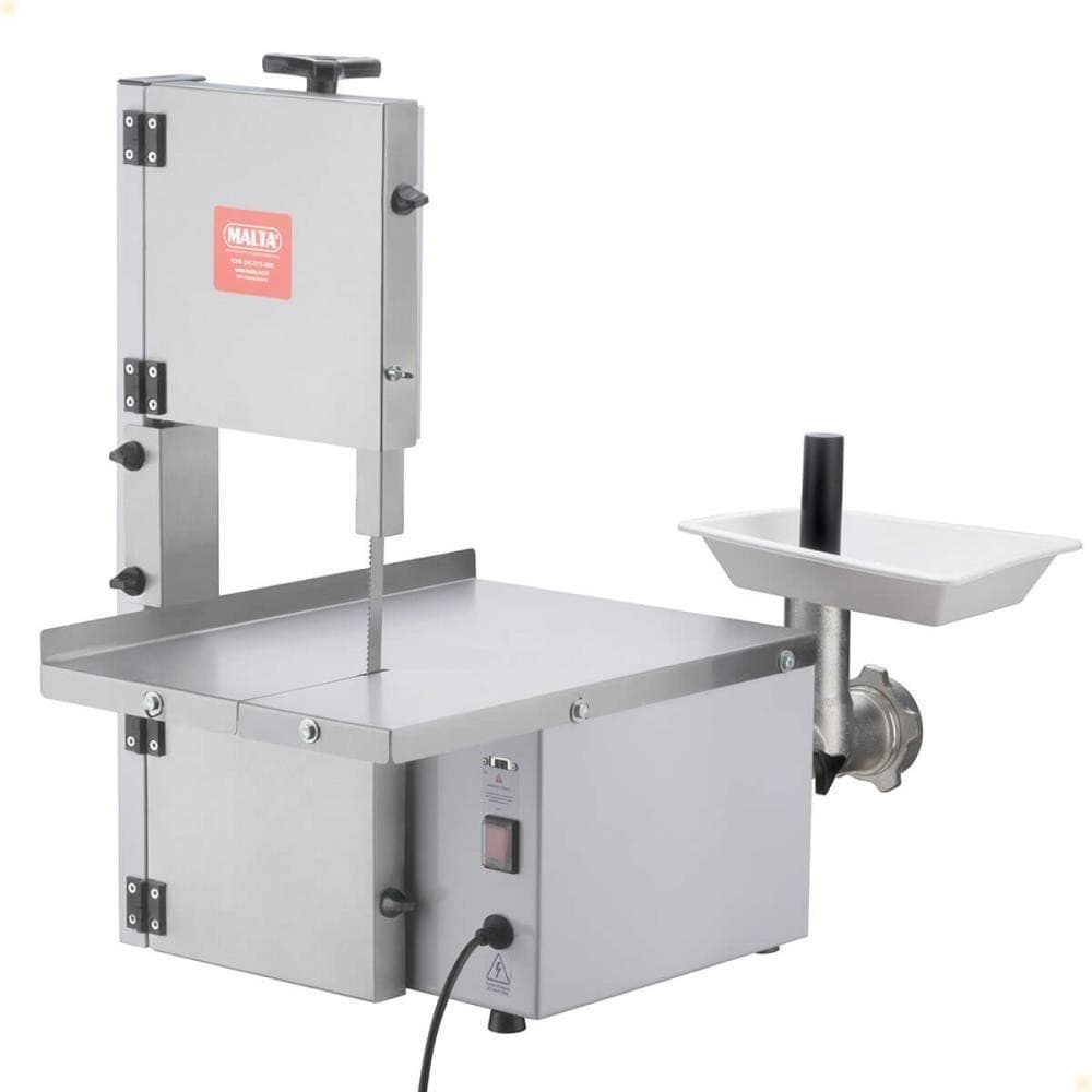 Serra Fita 1,51mts Malta Branca Mesa Inox com Moedor Boca 5 Motor 1/3 CV Bivolt