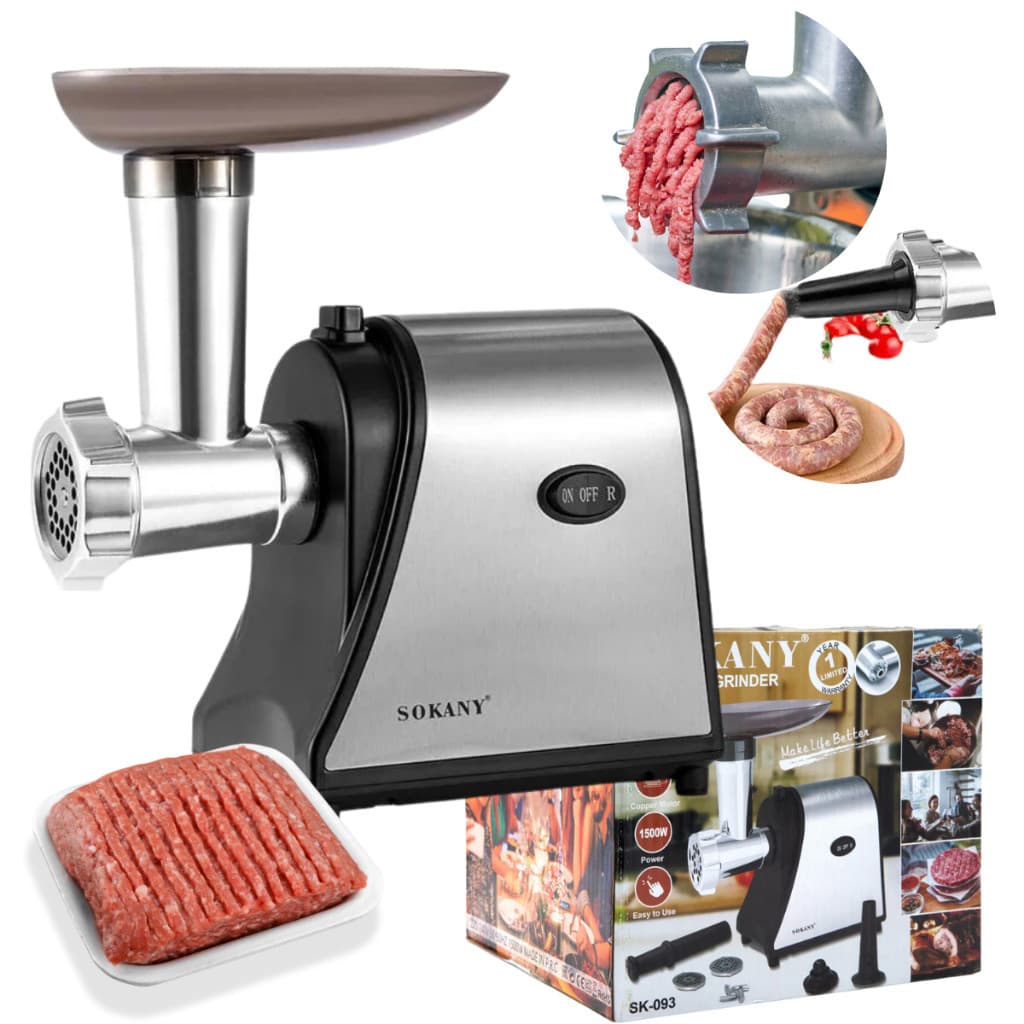 Máquina Moedor de Carne Elétrico 1500W SOKANY - Aço Inoxidável