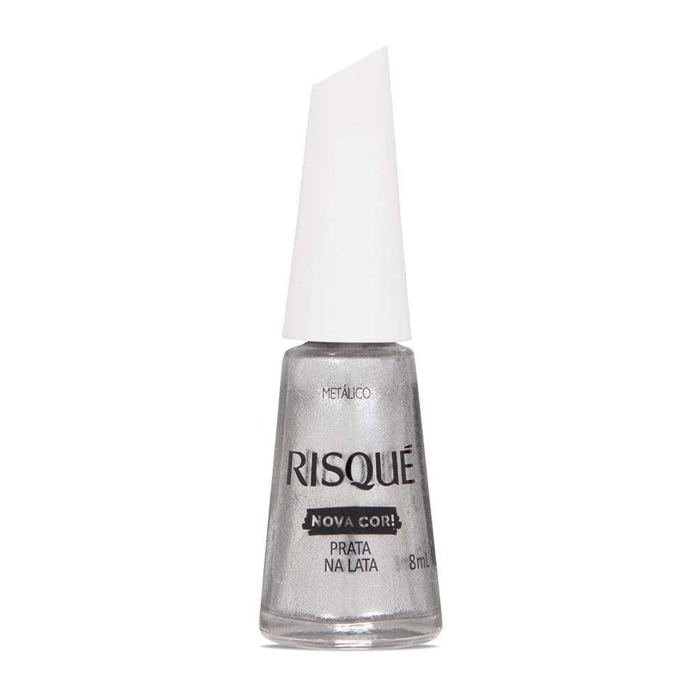 Esmalte Risqué Prateado Metálico Prata na Lata 8ml