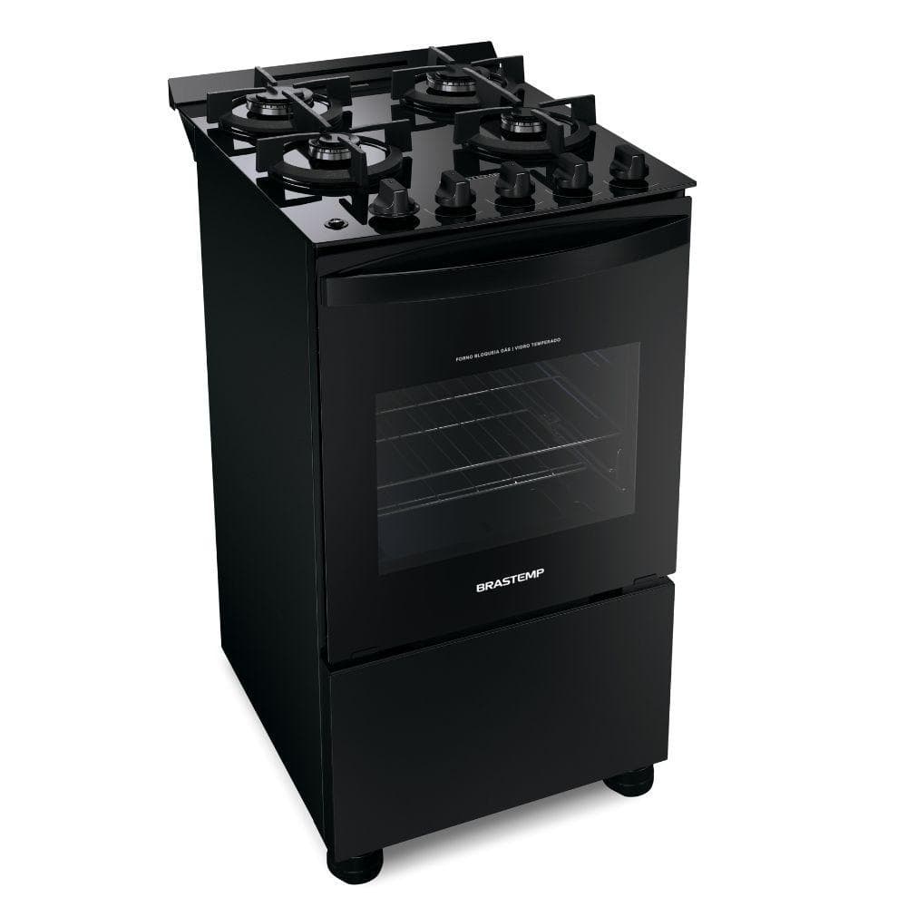 Fogão 4 Bocas Brastemp Mesa de Vidro Automático BFO4VAE preto