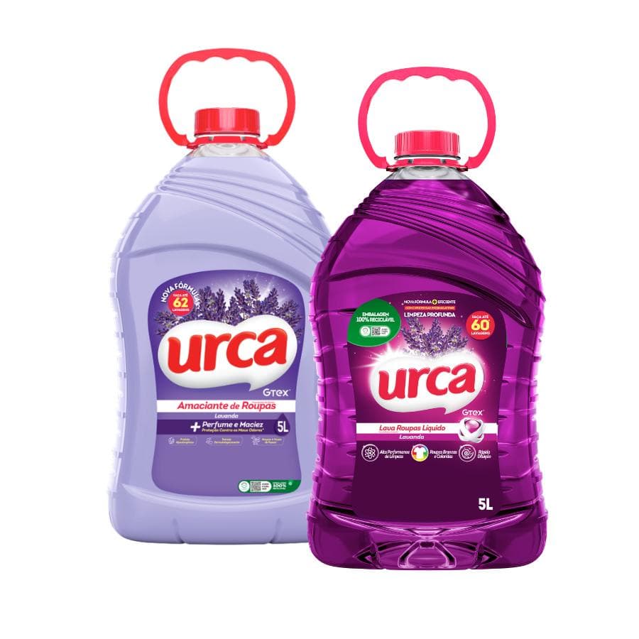 Kit 1 Lava Roupas Liquido Urca Lavanda - 5L + 1 Amaciante Urca Lavanda - 5L