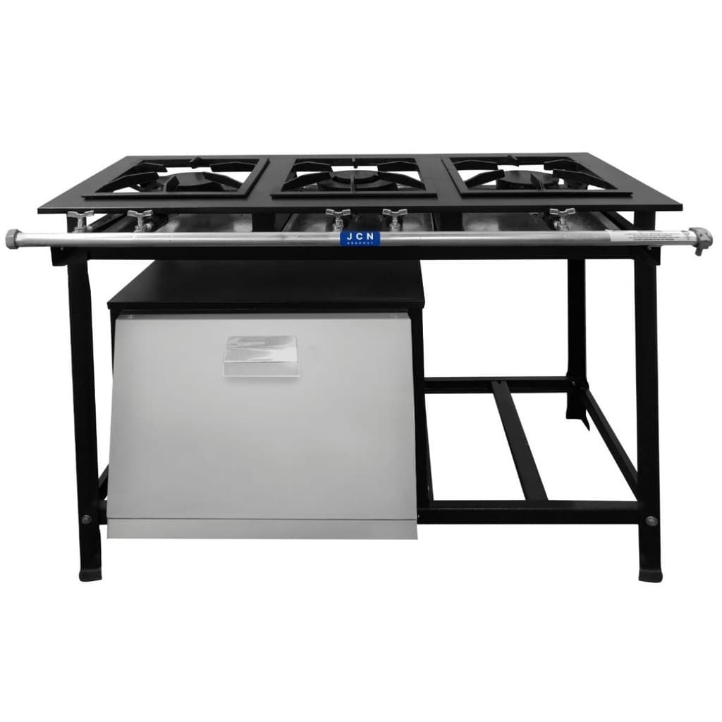 Fogão Industrial 3 Bocas 30x30 Baixa Pressão P7 com Forno JCN - Imagem frontal