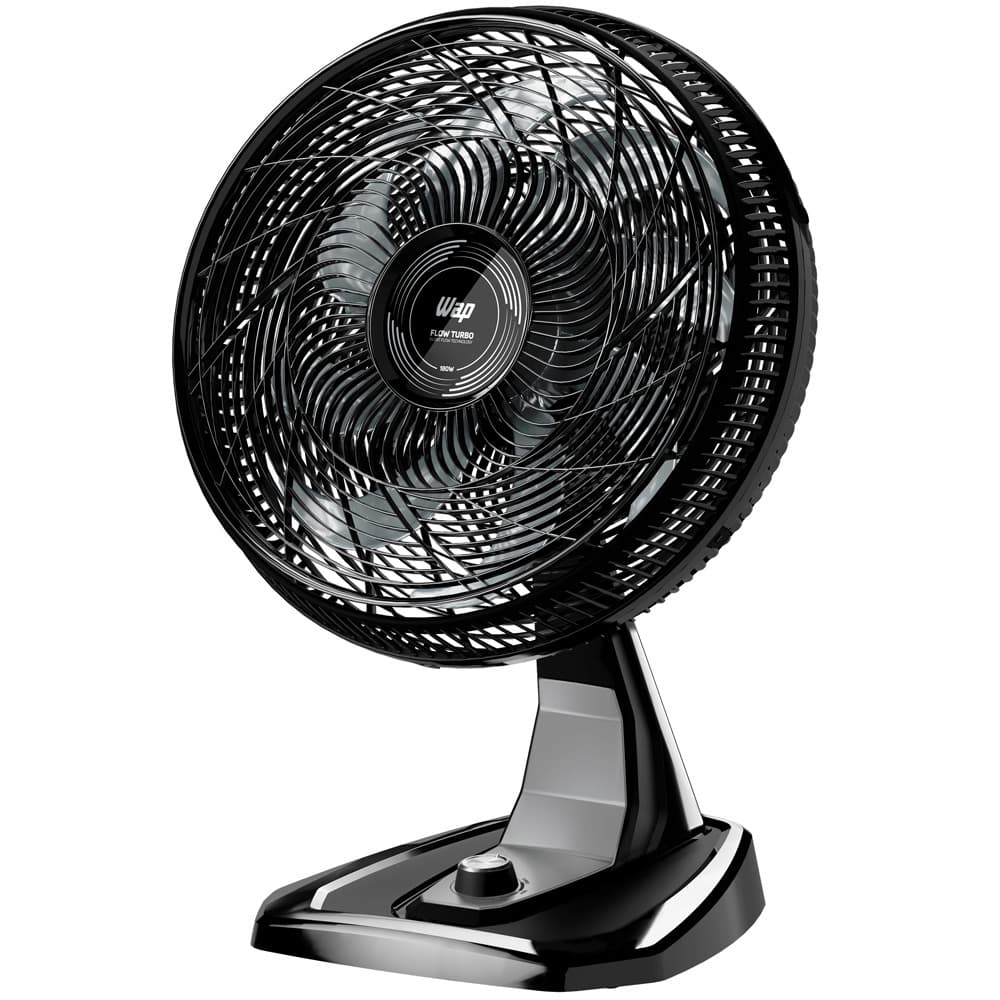 Ventilador de mesa preto Wap com 8 pás e controle de velocidade