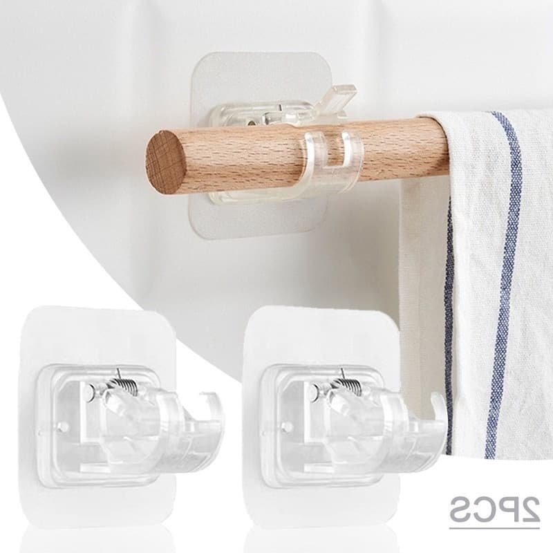 Par Suporte p/ Bastão Varão Gancho Adesivo p/ Cortinas Guarda Roupas Pronta Entrega/2Pcs Home Wall Mounted Self Adhesive Suporte De Haste De Cortina Ajustável/Ganchos De Grampo De Base Sem Punção/Gancho Suspensão Fixo