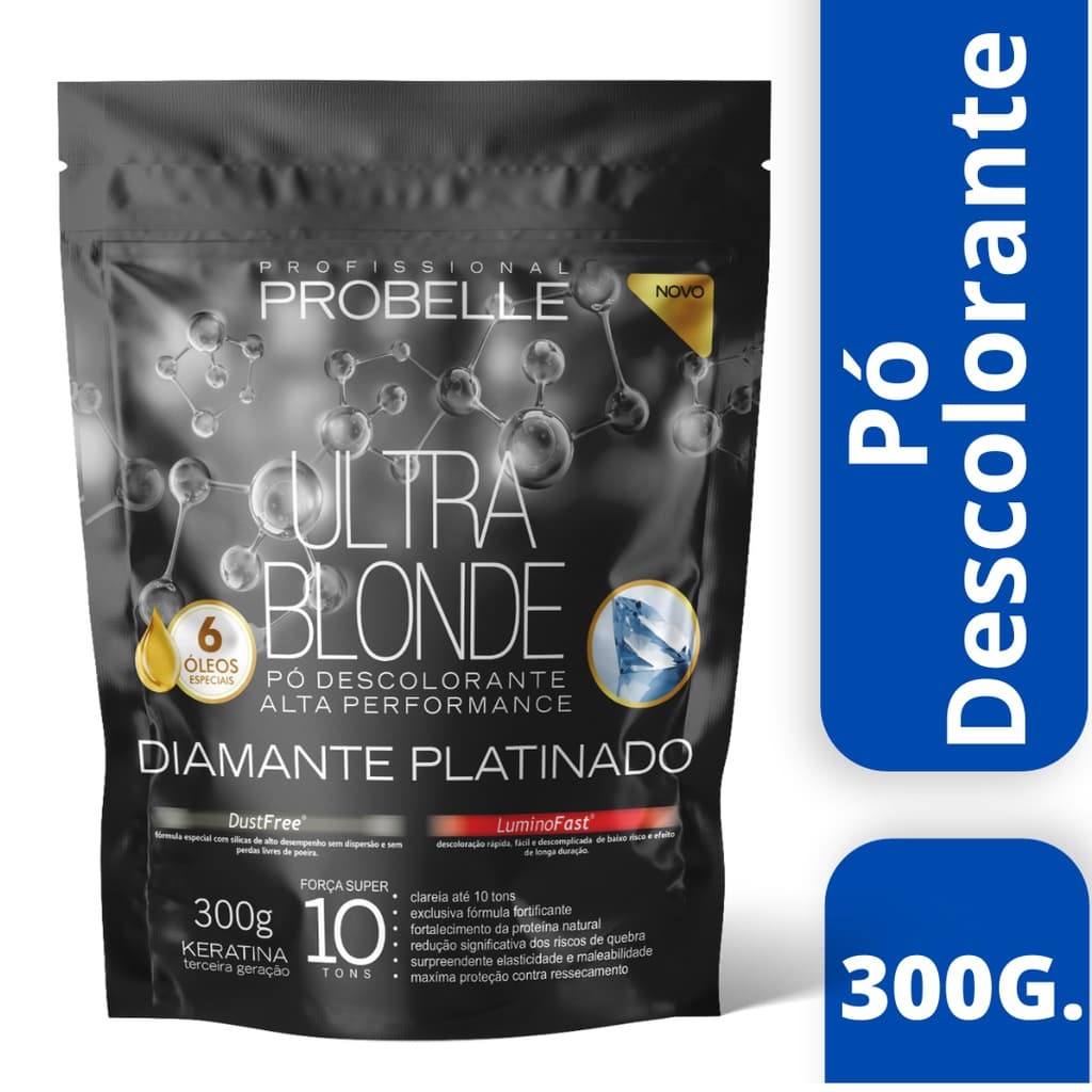 Pó Descolorante Platinado Stand Pouch - 300G. Probelle (PLATINADO)