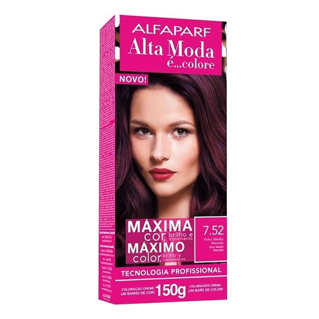 Coloração Creme Alta Moda 7.52 Vinho Médio Marsala - AlfaParf