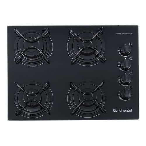 Cooktop A Gas Vidro Automatico 4 Bocas 46x56cm - Continental