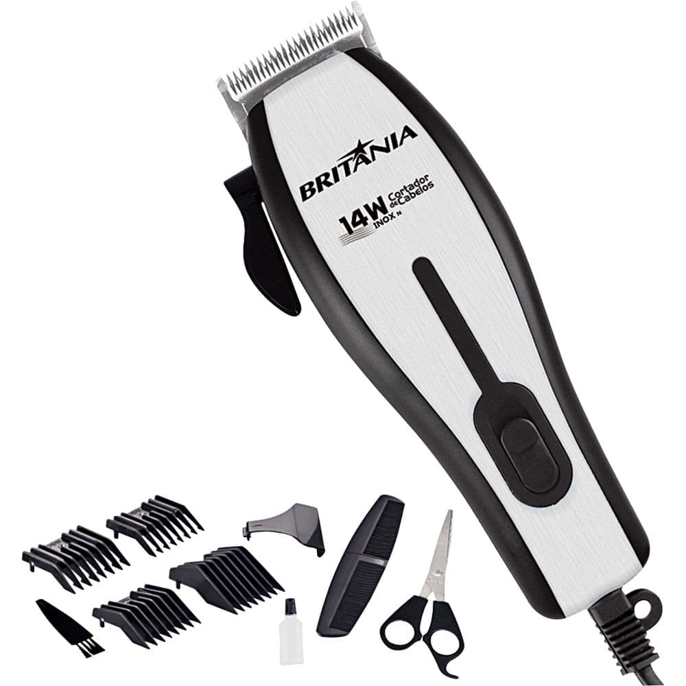 Máquina de Cortar Cabelo Britânia 14W Inox N 127V