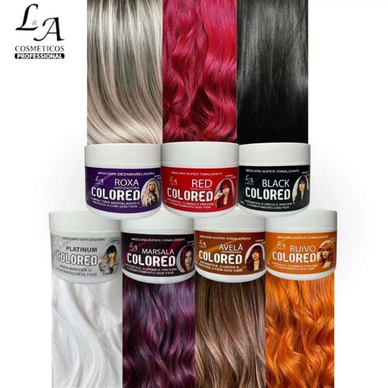 Máscara Matizadora Revitalizadora Red - Avelã - Platinum - Ruivo - Marsala - Black - Roxa LA Cosméticos 300gr