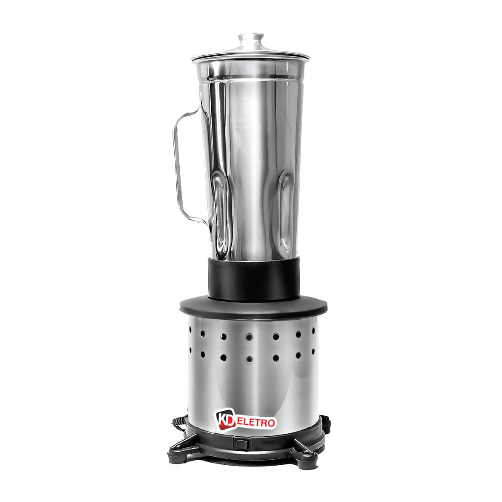 Liquidificador industrial 2 litros preto e prata com jarra de aço inoxidável