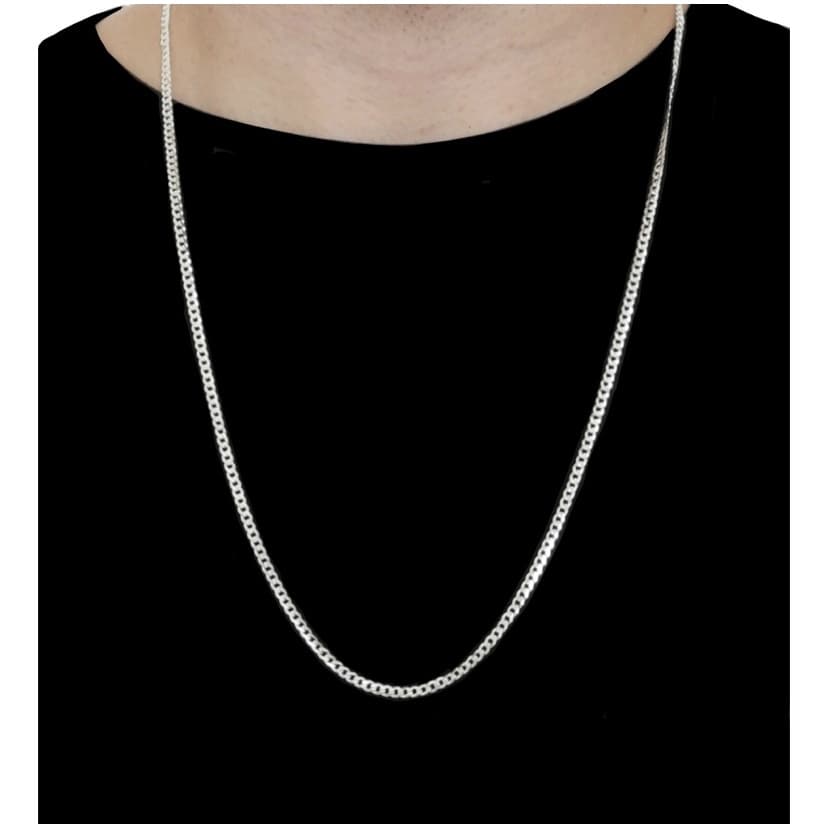 Cordão Masculino Grumet 4mm Corrente Pescoço 70cm Linda Premium / Qualidade Le Bijoux banhado a prata Cordão Corrente Co