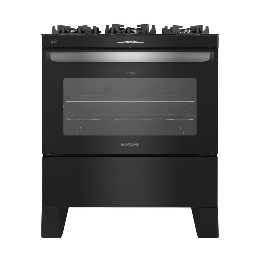 Fogão 5 Bocas Atlas Automático Agile Up Glass Preto