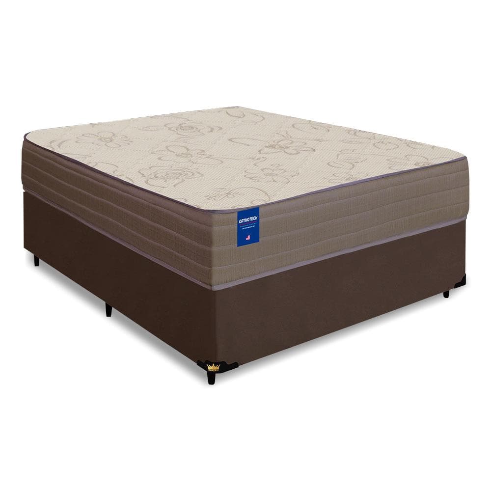 Cama Box Casal Colchão Espuma D33 Semi Ortopédico Extra Firme Orthotec 138x188x68cm Inducol Marrom