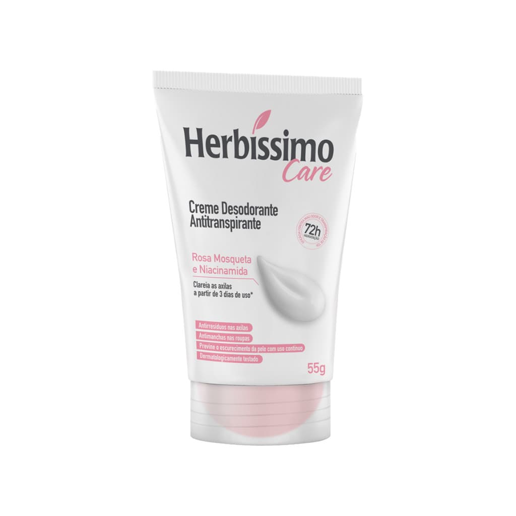 Creme Desodorante Antitranspirante Herbíssimo Care Rosa Mosqueta e Niacinamida 55g