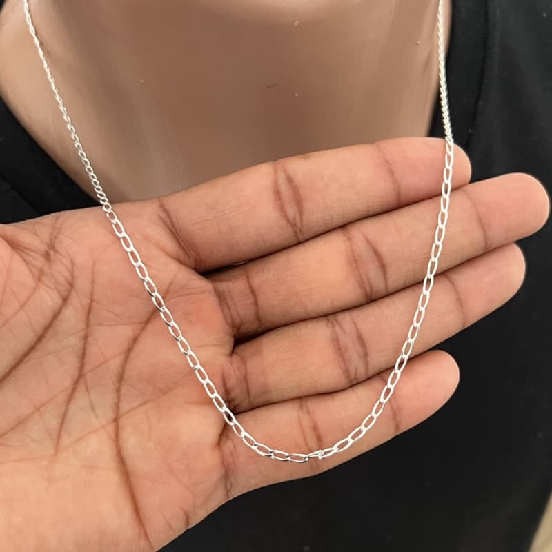 Cordão masculino prata grumet long corrente   Premium / Qualidade Le Bijoux banhado a prata Cordão Corrente Colar Banhad