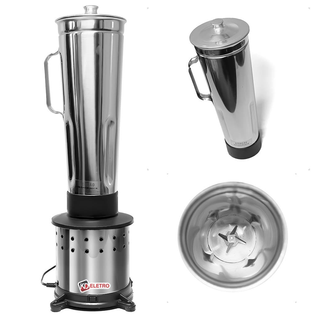 Liquidificador industrial 4 litros 220v com jarra de aço inoxidável, alta rotação, ideal para restaurantes