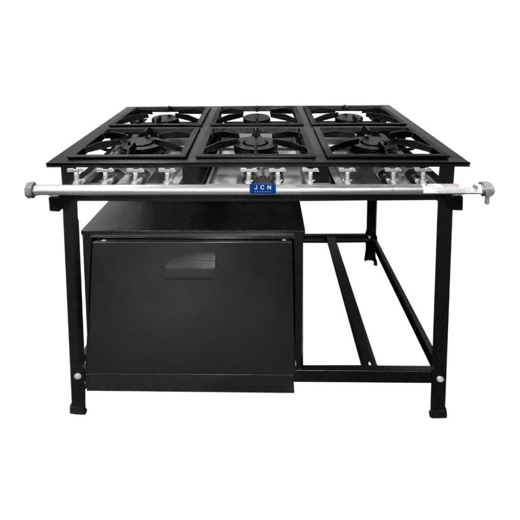 Fogão Industrial 6 Bocas 30x30 Baixa Pressão P5 com Forno JCN - vista frontal