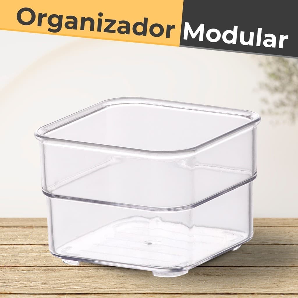 Organizador Modular de Acrílico Multiuso Quadrado / Caixa Organizadora / Porta Talheres