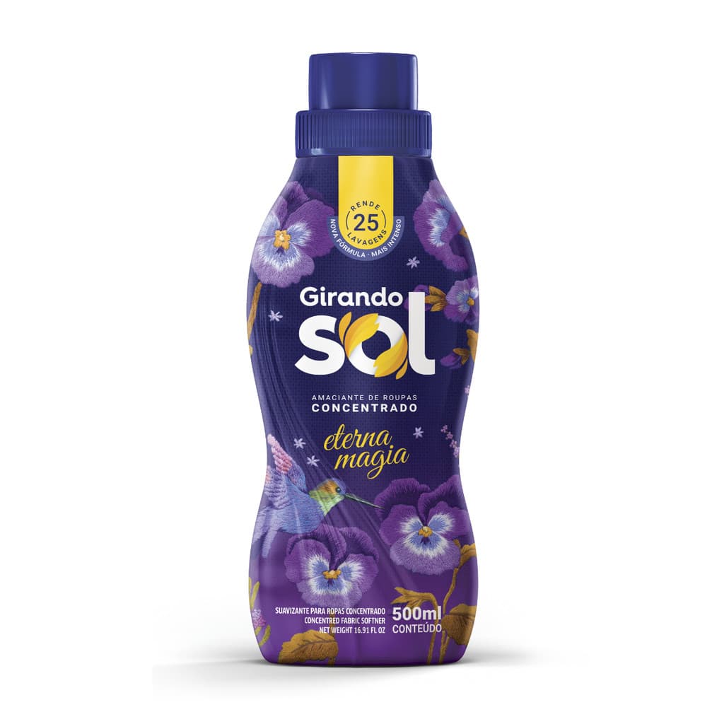 Amaciante Concentrado Eterna Magia Girando Sol 500Ml, Amaciante De Roupas Concentrado, Lilás, Nova Fórmula E Mais Intens