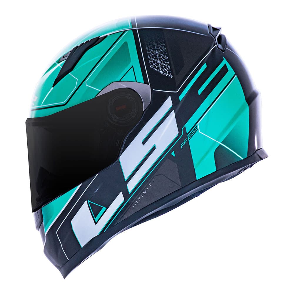 Capacete LS2 FF358 Ultra Preto e Verde Brilhante Fechado