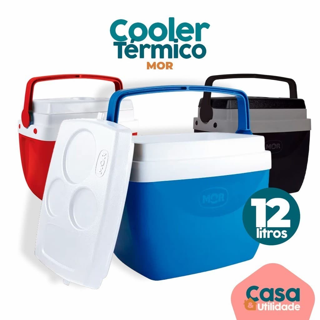 Cooler Caixa Térmica Preto Com Alça 12 Litros Para Bebidas Lanches