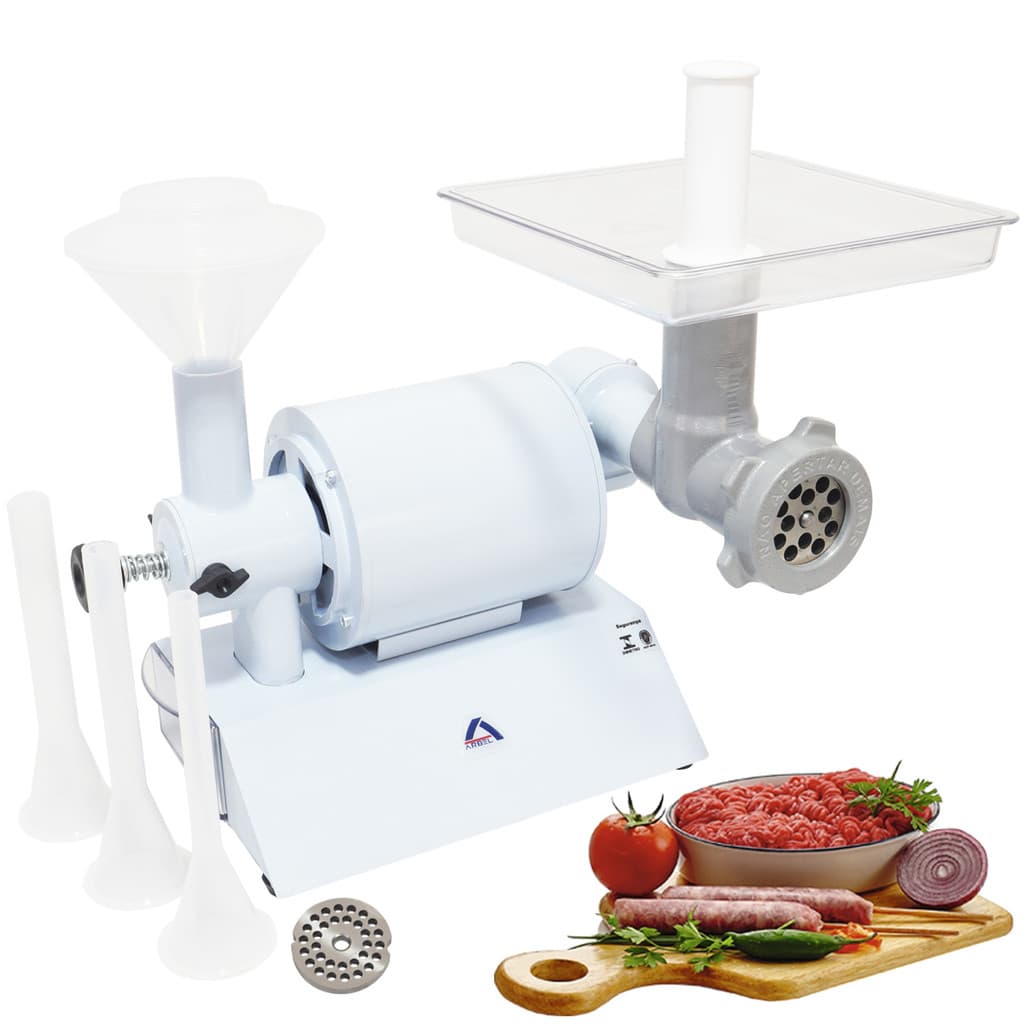 Moedor triturador elétrico multiuso branco Arbel com acessórios e carne moída