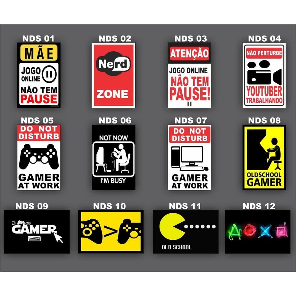 Conjunto de 12 adesivos decorativos geeks para gamers com mensagens engraçadas.