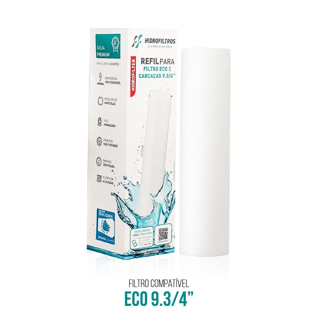 Refil para Filtro de Água Eco 9.3/4 com Embalagem Branca e Azul