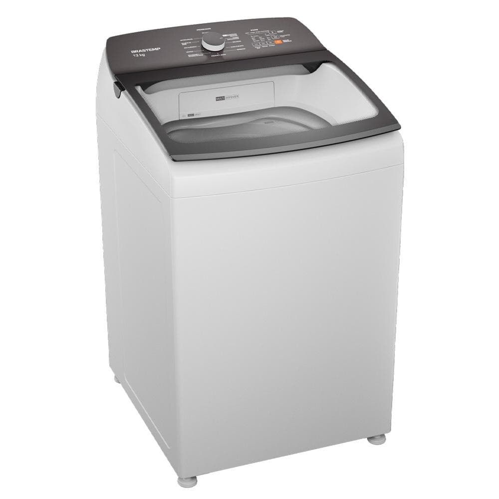 Maquina de lavar Brastemp 13kg BWK13AB branca com porta de vidro e painel de controle preto