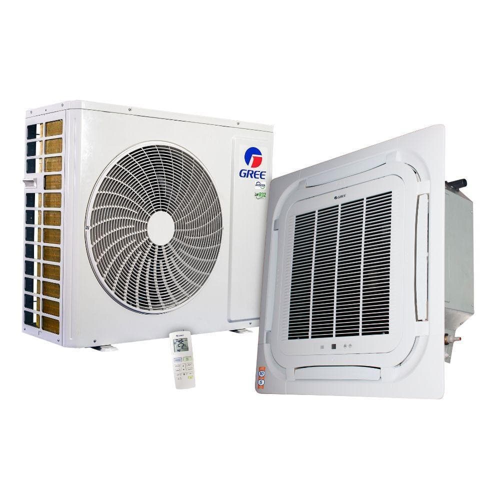 Ar-Condicionado Cassete Gree G-Prime Inverter Compact 36000 - Unidades externa e interna brancas