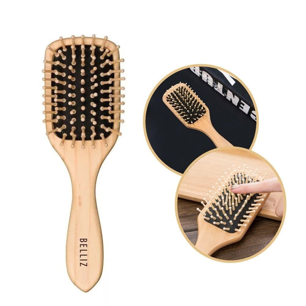 Escova de Cabelo Belliz Almofadada Cerdas de Madeira Reduz Frizz 20,5cm