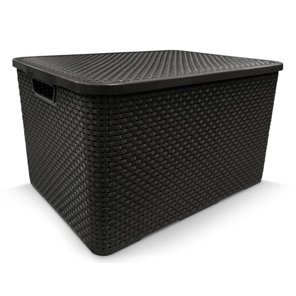 Caixa Organizadora Rattan Com Tampa 40 Litros Preto Arqplast