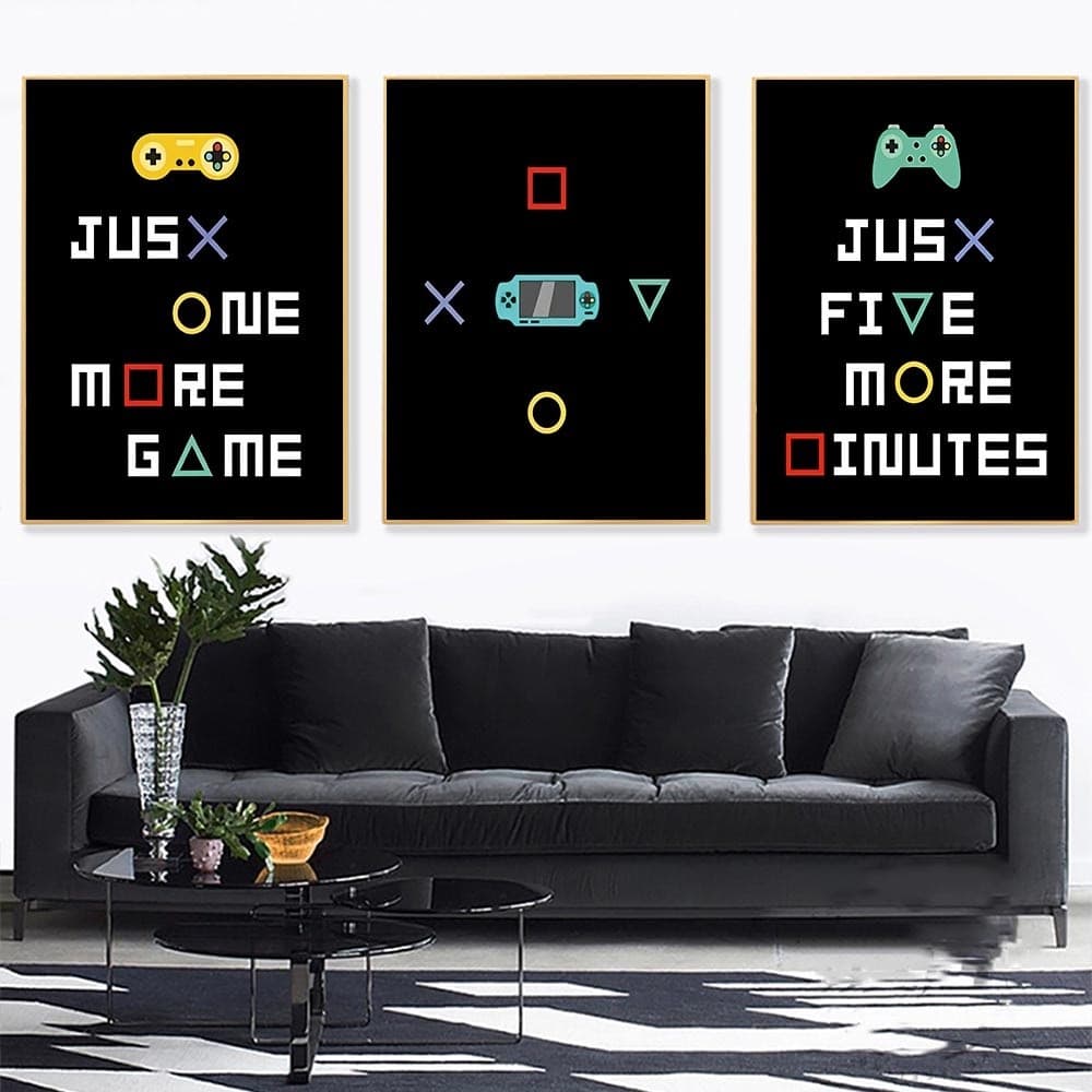 Quadro decorativo 40x60 gaming sala de jogos texto neon preto