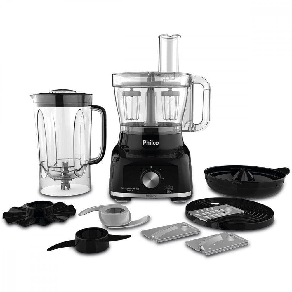 Multiprocessador Philco 2 Velocidades 1400w Preto 127v com acessórios