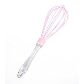 Fouet batedor de ovos silicone cabo transparente rosa UZ