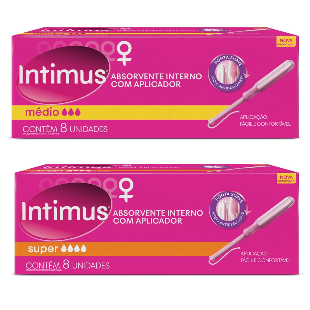 Absorvente Interno Intimus com aplicador  - 8 unidades ( Médio ou Suave)