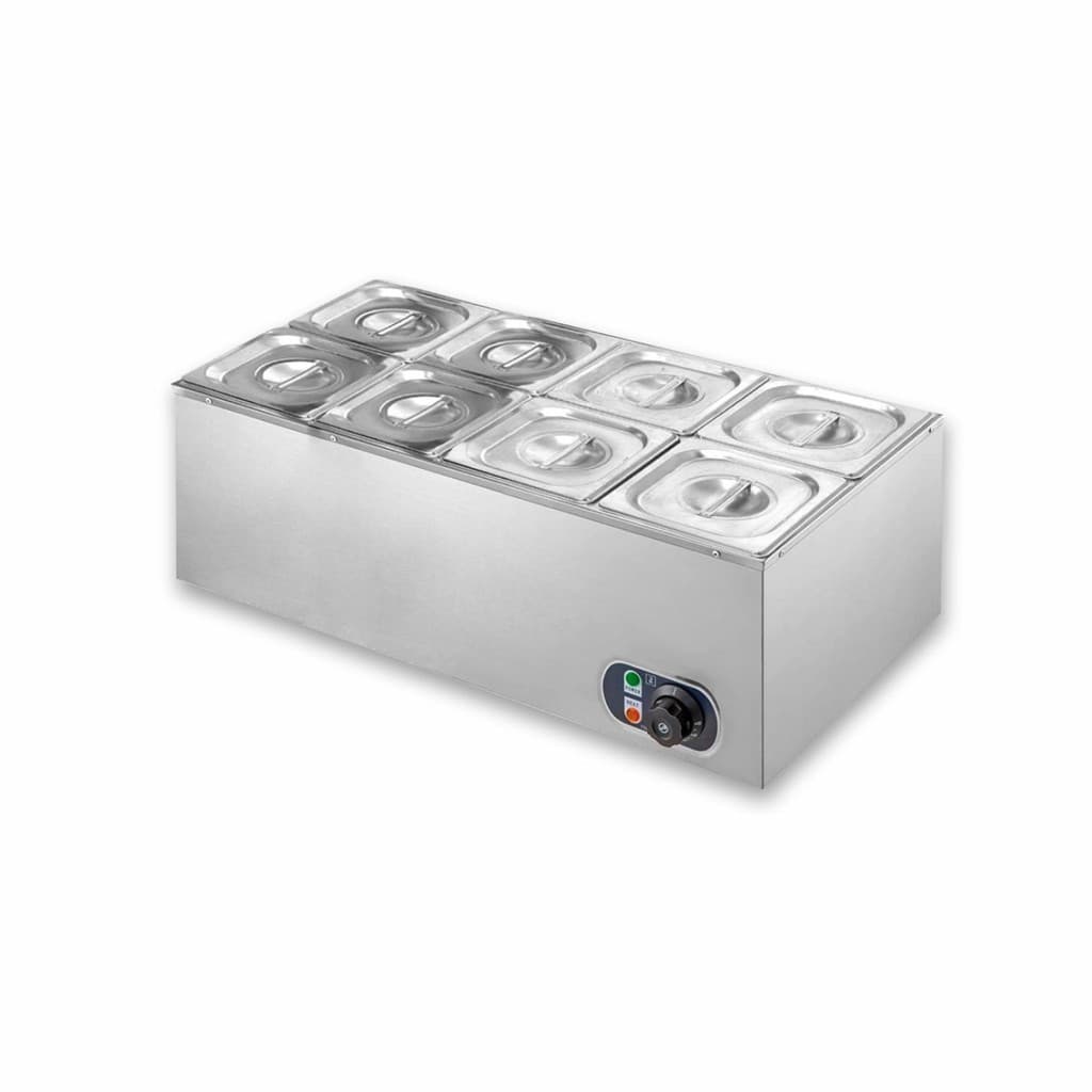 Rechaud Banho Maria 8 Cubas 1/6 Inox Retangular com Controle de Temperatura