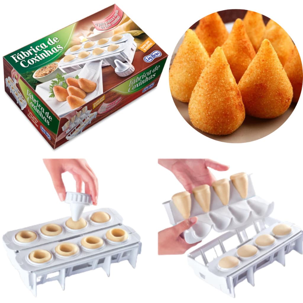 Formas Fábrica Coxinhas Salgado Modelador Faz 8 Coxinhas Prático