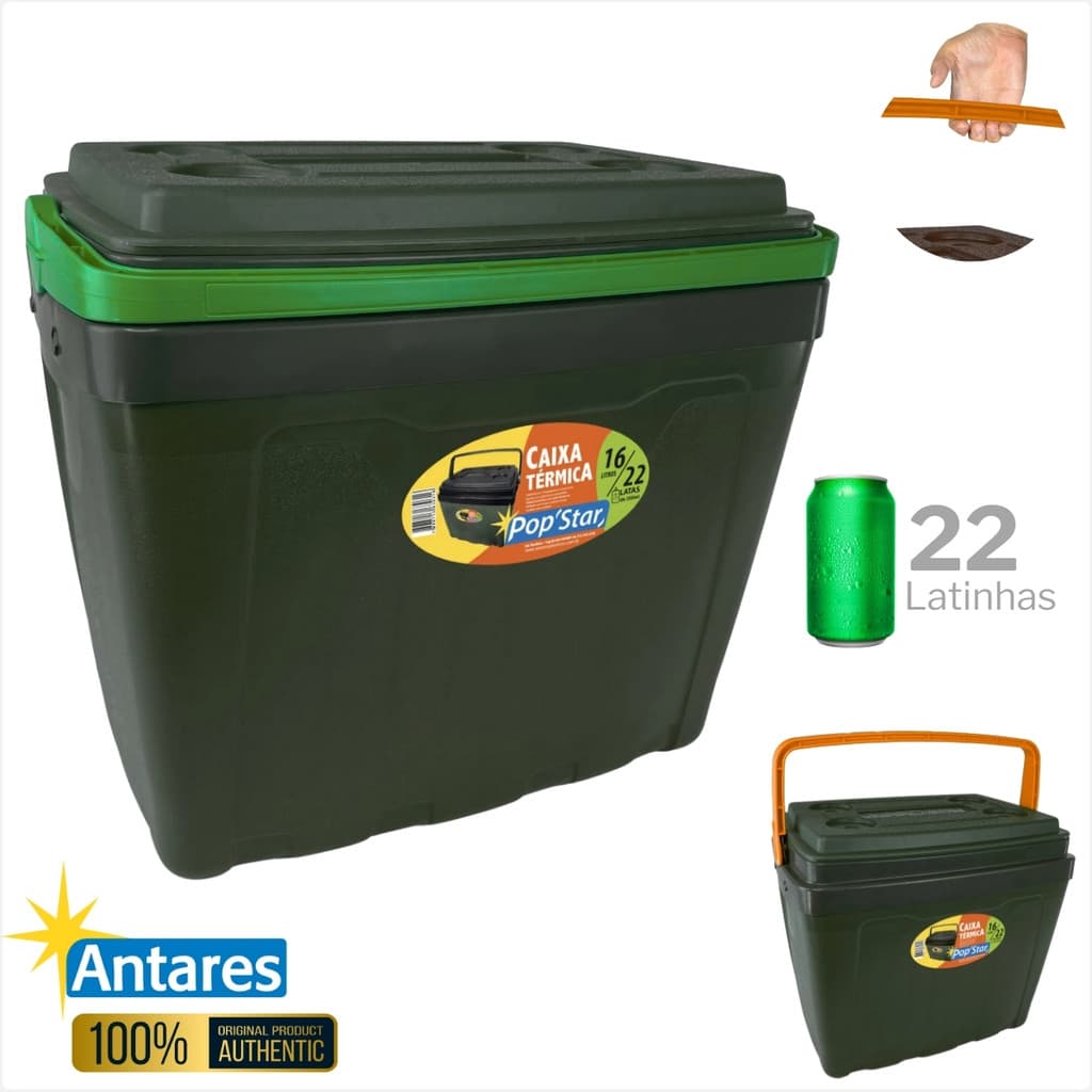 Caixa Térmica Cooler PopStar Com Alça 16 Litros 22 Latas Antares
