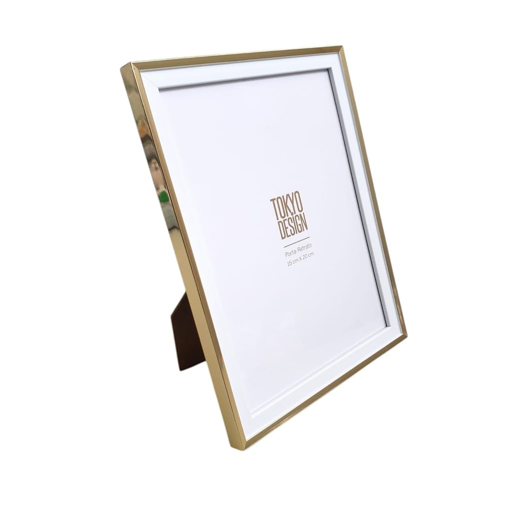 Porta-retrato dourado e branco minimalista Tokyo Design