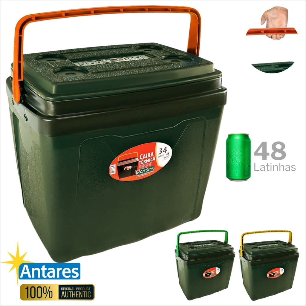 Caixa Térmica Antares 34 Litros PopStar Grande para 48 Latas