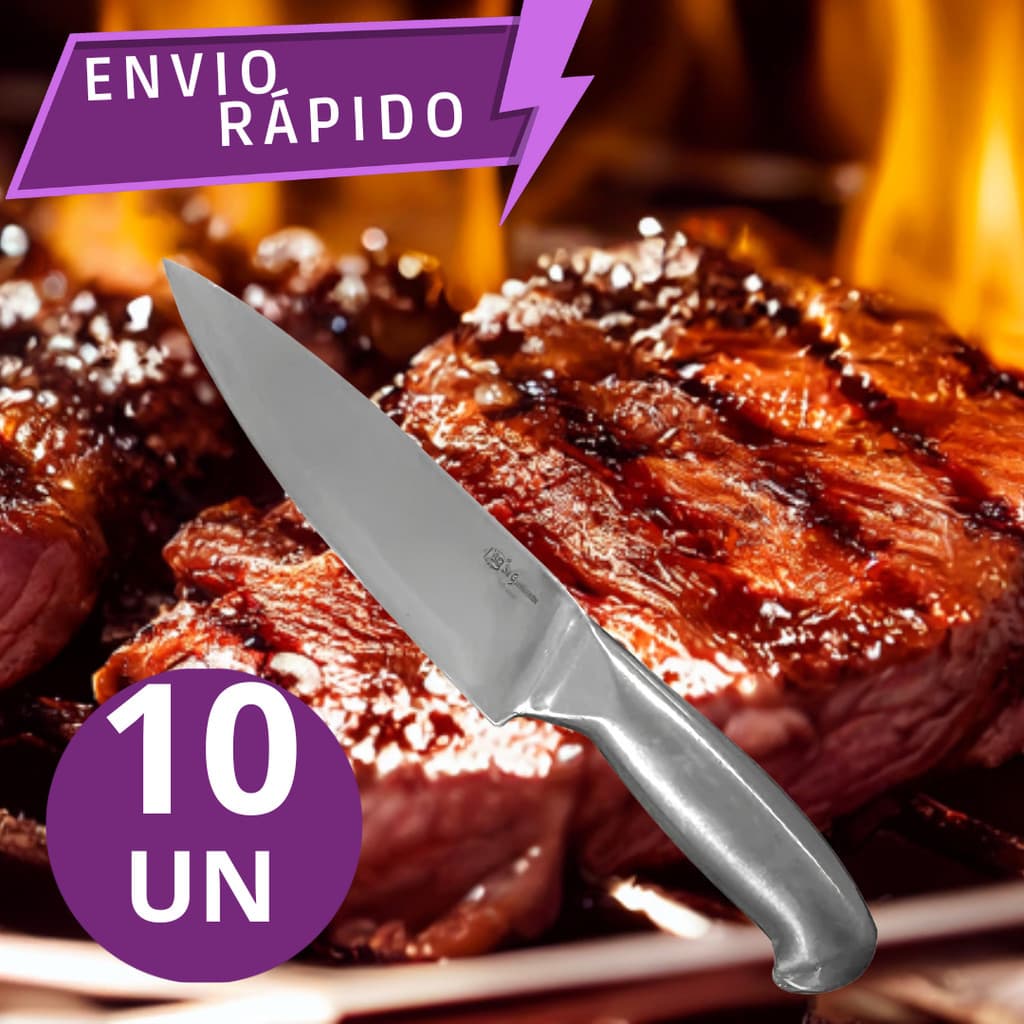 Jogo Faca 7' Inteiriça Para Corte de Carnes Aves Peixe Em Restaurantes Açougue Churrascaria por Açougueiro Churrasqueiro