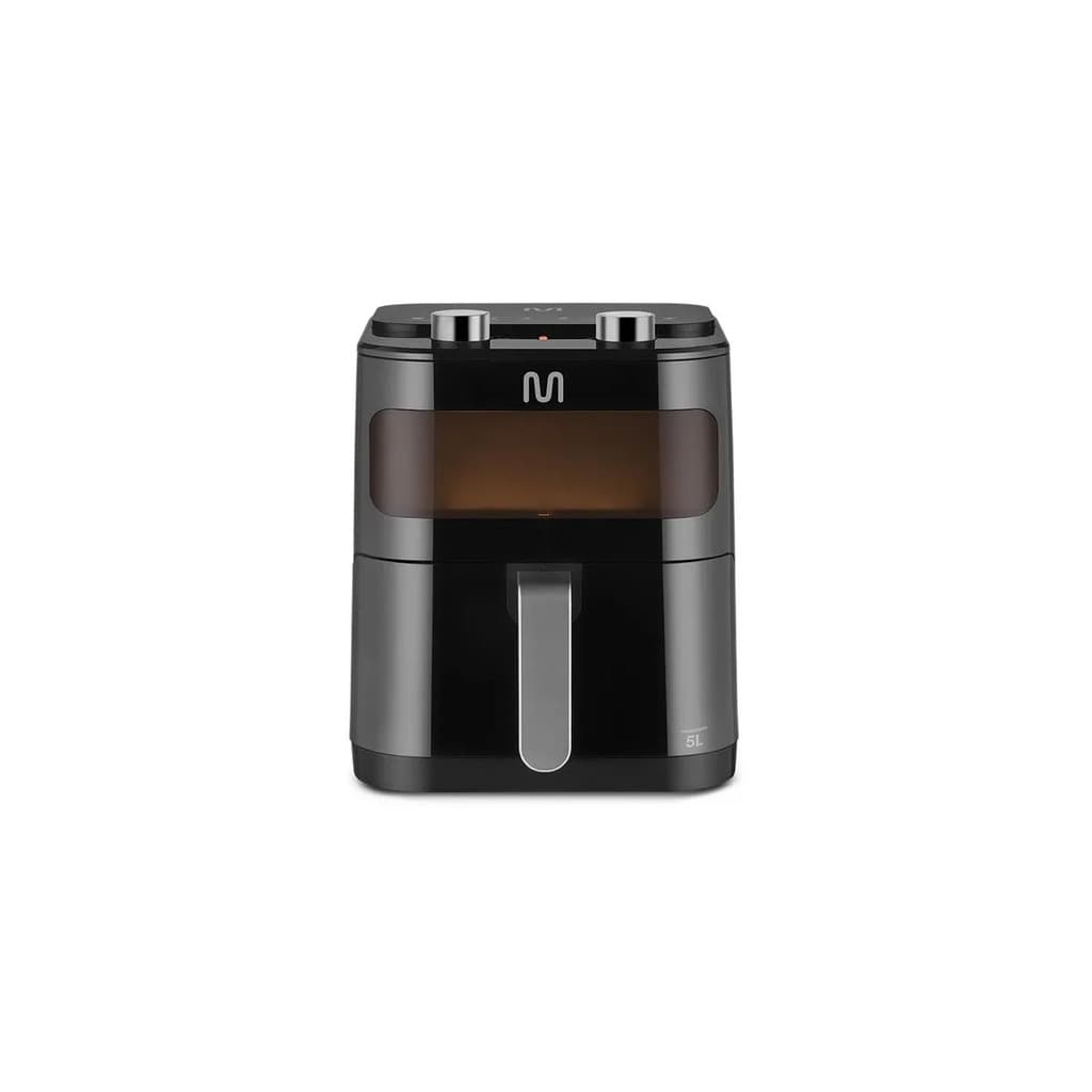 Fritadeira Air Fryer Multilaser Digital 5L com visor, preto e cinza