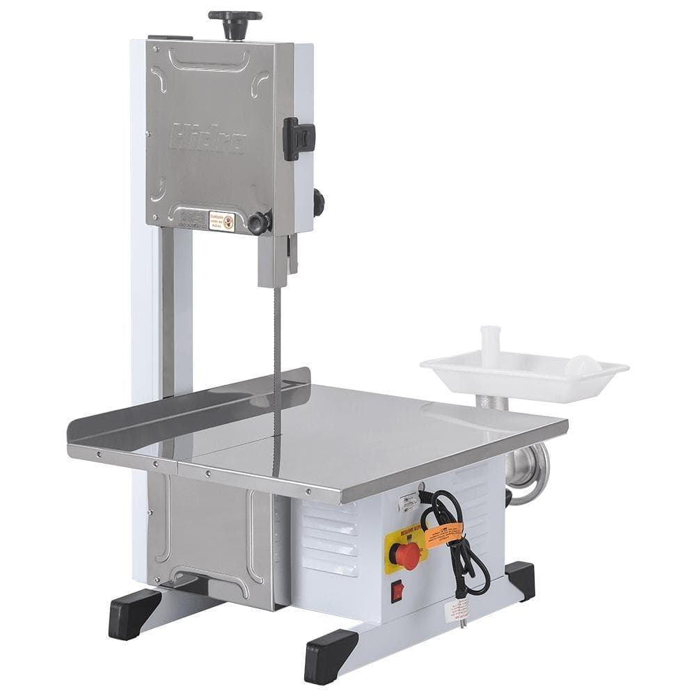 Serra Fita para Carne Hidro com Mesa Fixa e Moedor - HB800 em aço inoxidável