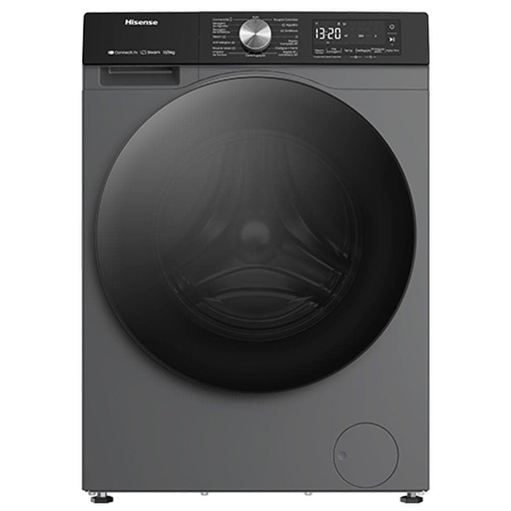 Lava e Seca Hisense Titanium 11kg com 11 programas e Wi-Fi, cinza e preto