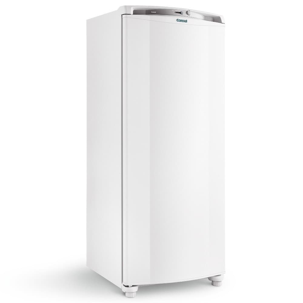 Freezer vertical branco Consul CVU26FB 231 litros perfil lateral direito