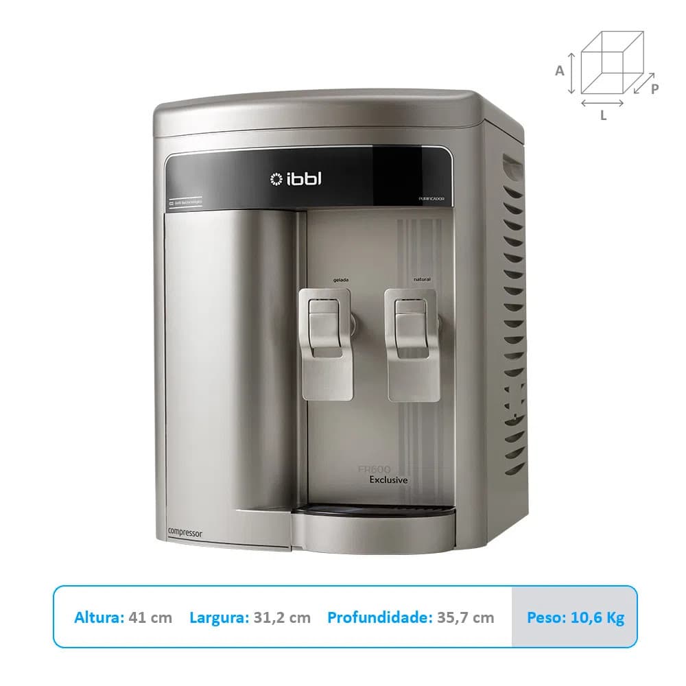 Purificador de Água Fria e Gelada FR600 Exclusive Prata  IBBL com Compressor