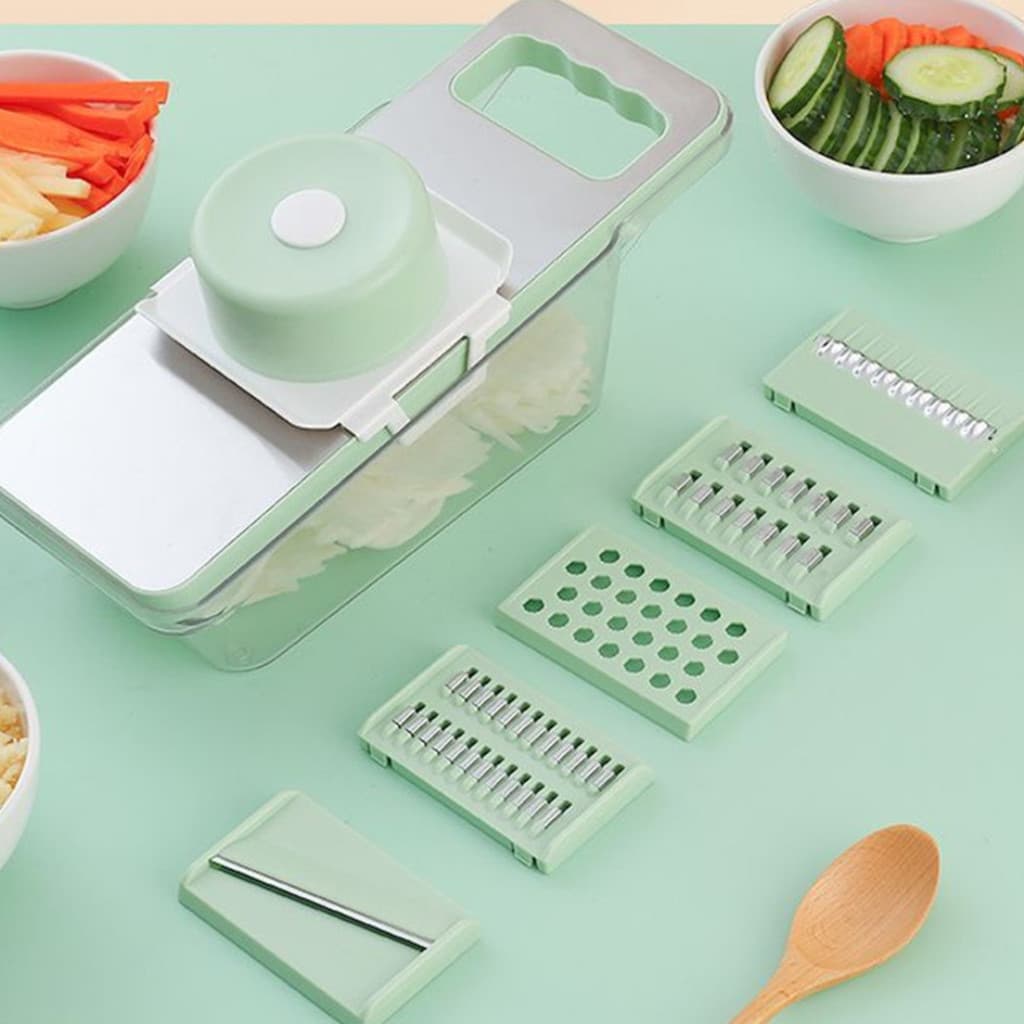 Mandoline Profissional Cozinha Slicer Aço Inox 6 Em 1 Fatiador Cortador Ralador De Legumes