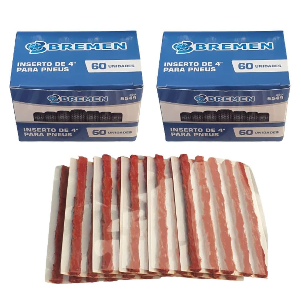 Kit com 2 caixas de refil de remendo para pneus Bremen 60 unidades